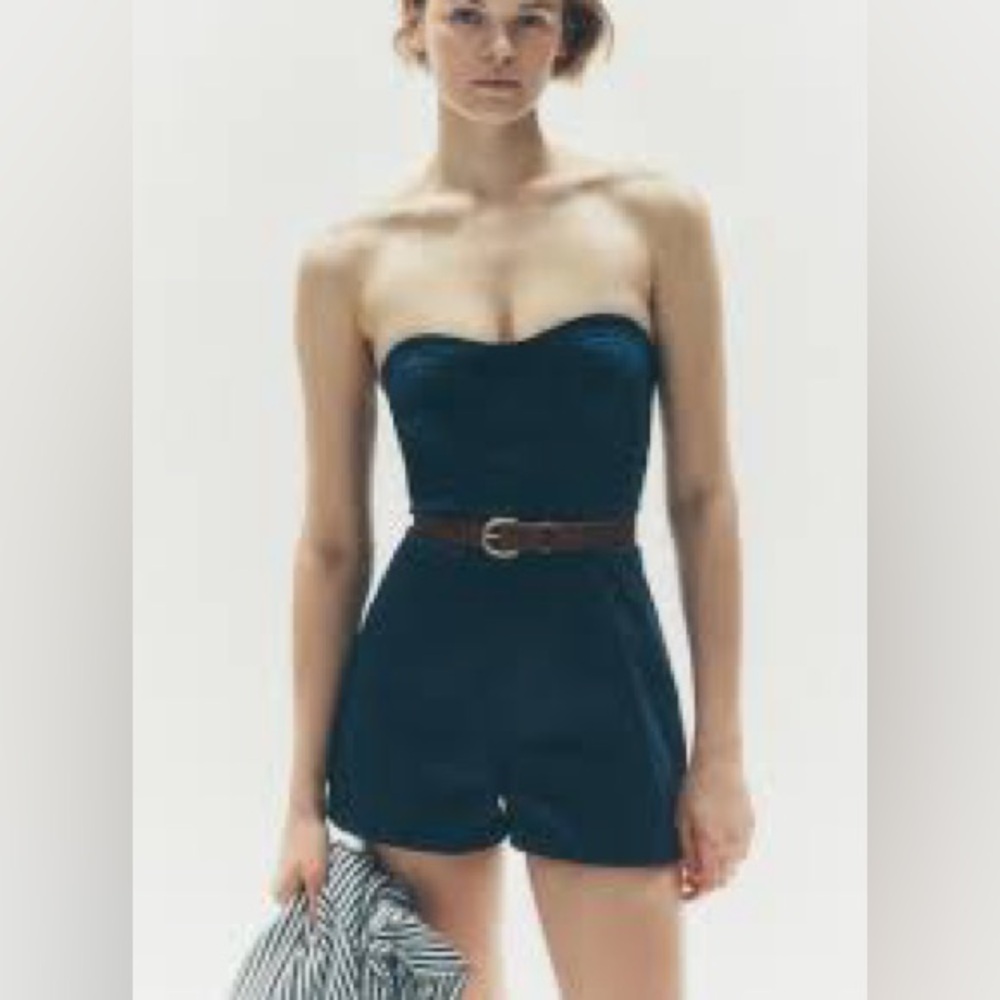 Maeve Strapless Bustier Romper-Navy-NWT-size 8 - Picture 3 of 4